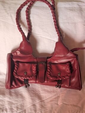Free With $25 Purchase ~ Women's Red Braided-Handle Shoulder Bag